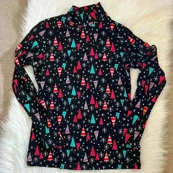 Time and Tru Tops - Time & Tru Christmas Tree Holiday Turtleneck Small